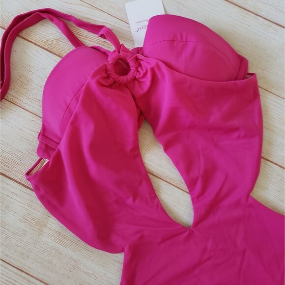 L'Agent by Agent Provocateur Adrina Halter Cutout One-Piece Swimsuit in Pink - Picture 7 of 14